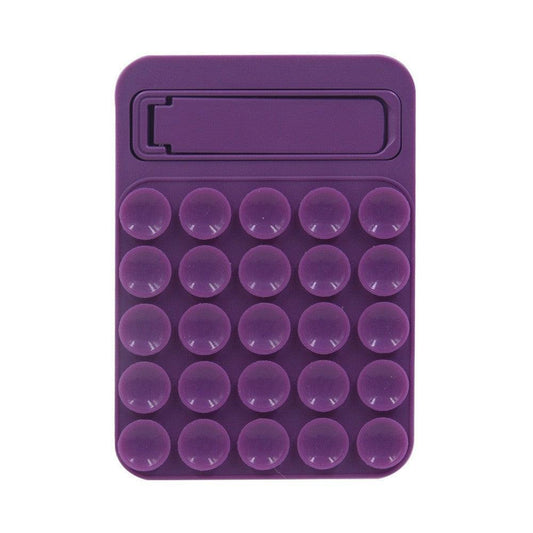 Purple 4 Pack Silicone Suction Phone Mount with Foldable Kickstand - Adhesive Sticky Grip Pad for Mirrors & Glass - 2-in-1 Hands-Free Holder for Content Creation.