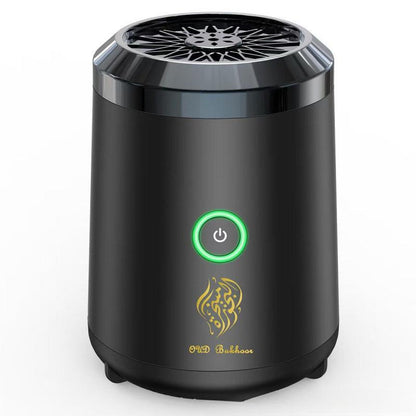 Portable Electric Oud Bukhoor Incense Burner with Speaker - USB Rechargeable Aroma Diffuser for Car and Home - Fits Australian Cup Holders - 98mm.