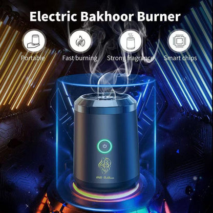 Portable Electric Oud Bukhoor Incense Burner with Speaker - USB Rechargeable Aroma Diffuser for Car and Home - Fits Australian Cup Holders - 98mm.