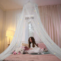 White Glow-in-the-Dark Stars Princess Bed Canopy Mosquito Net for King Queen Beds 250cm Height Extra Large 12m Circumference Australian Decor