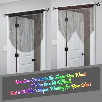 Black 2 Pack Sparkle String Door Curtains 100x200cm Glitter Sequin Tassel Room Divider for Australian Home Decor and Parties