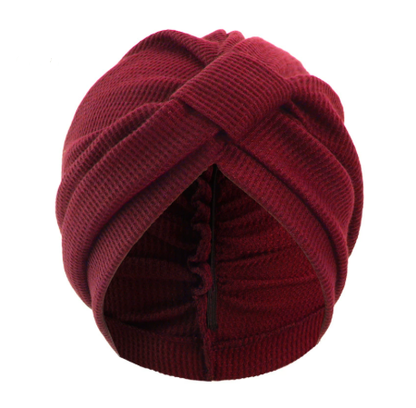 Wine Red 3 Pack Women's Cotton Waffle Knit Turban Headwrap - Thickened Indian Style Beanie Cap - One Size Fits All for Australian Daily Wear