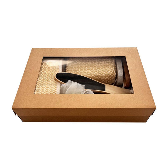 7pcs Natural Spa Bath Gift Set - Includes Body Brush, Sisal Loofah, Pumice Stone and Scrubber - Luxury Home Body Care Kit for Gifting.