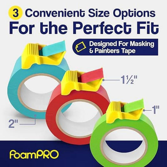 15 Pack Masking Tape Cutter Set (5 x 3 Sizes) Compact Clip-On Dispenser for 1", 1.5" & 2" Rolls Painter's Tape DIY Tool.