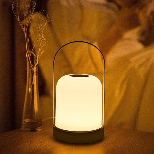 White Portable LED Table Lamp Rechargeable Touch Dimmable Lantern 3 Colour Modes Night Light for Bedroom Camping Outdoor Dining 20cm.