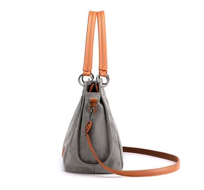 Grey Women's Canvas Hobo Handbag Large Shoulder Tote Bag Adjustable Crossbody Strap Casual Purse 40cm for Work School Travel