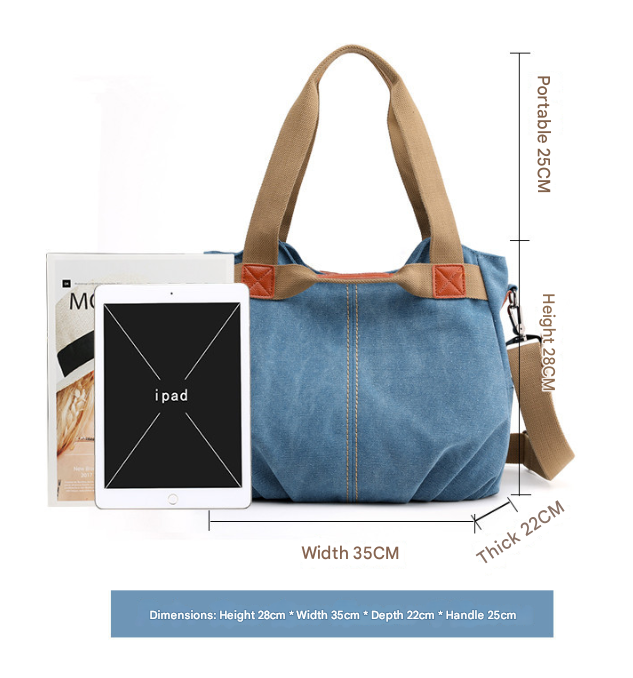White Women's Retro Canvas Tote Bag Large Capacity Shoulder Handbag Adjustable Crossbody Strap 35cm for Travel Work & Daily Use