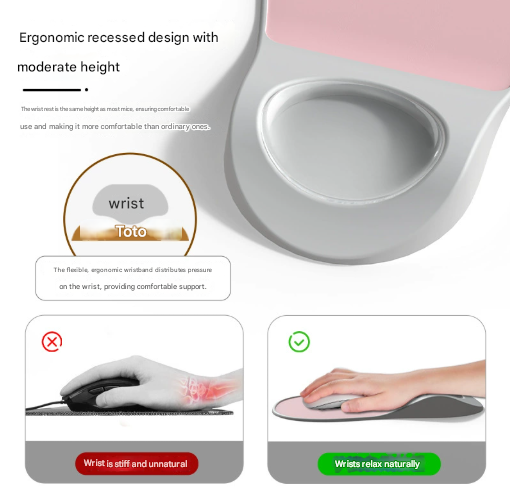 Orange Ergonomic Mouse Pad with Wrist Rest Support Soft Silicone Concave Groove Design 32.5cm Non-Slip Mat for Home Office & Gaming.