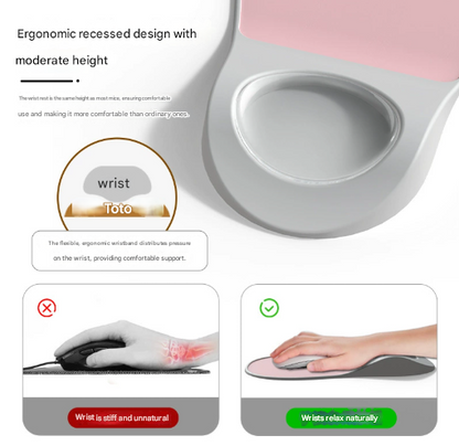 Milk Tea Color Ergonomic Mouse Pad with Wrist Rest Support Soft Silicone Concave Groove Design 32.5cm Non-Slip Mat for Home Office & Gaming.