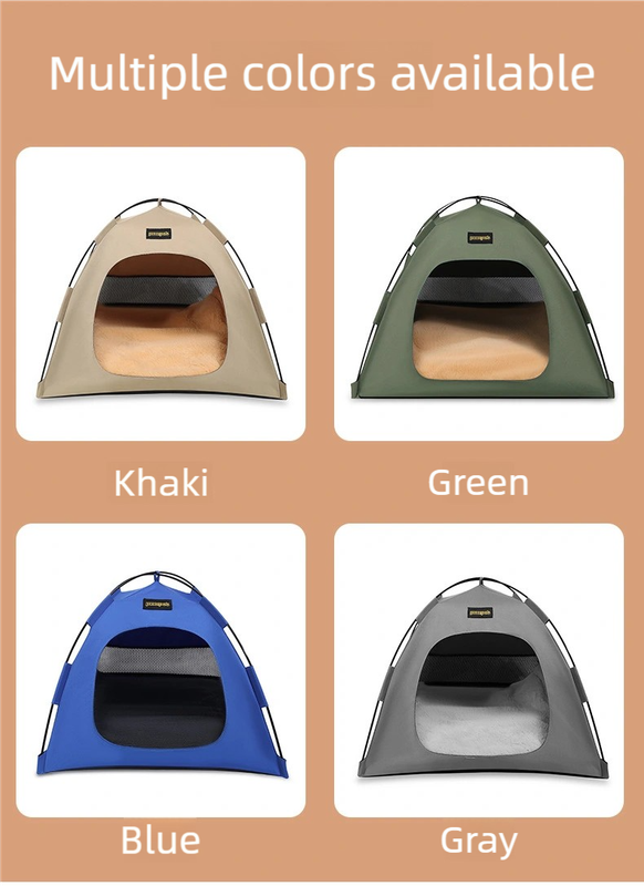 Medium Pet Tent for Cats & Dogs(Khaki) - Portable Comfort Shelter with Soft Cushion