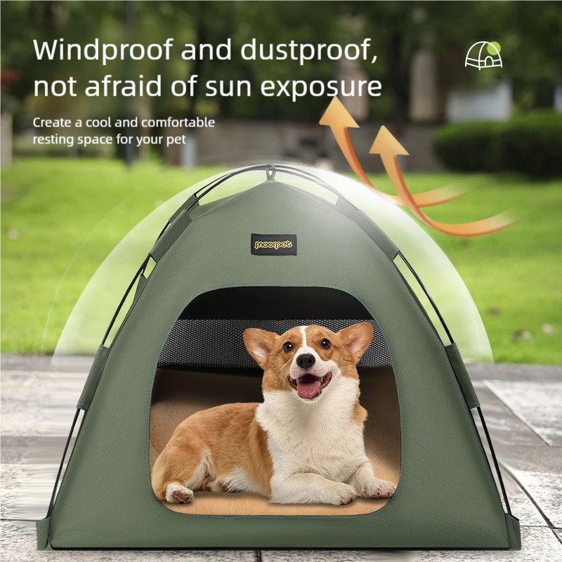 Medium Pet Tent for Cats & Dogs(Khaki) - Portable Comfort Shelter with Soft Cushion