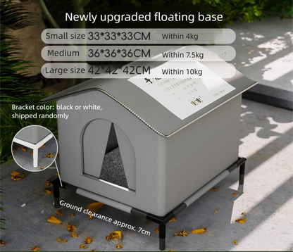 Large Size Elevated Indoor/Outdoor Pet Shelter(grey): Waterproof, Insulated for All-Season Warmth