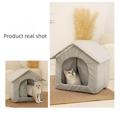 Large Size Elevated Indoor/Outdoor Pet Shelter(blue): Waterproof, Insulated for All-Season Warmth