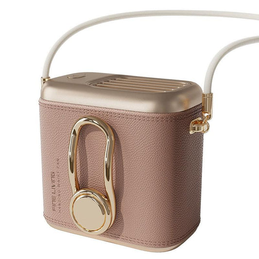 Brown Portable Fan for Outdoor, Waist Clip, and Desktop Cooling.