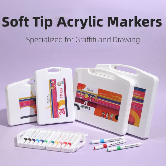 24 Color Acrylic Markers - Soft Brush Tip.