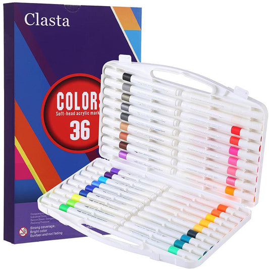 36 Color Acrylic Markers - Soft Brush Tip.