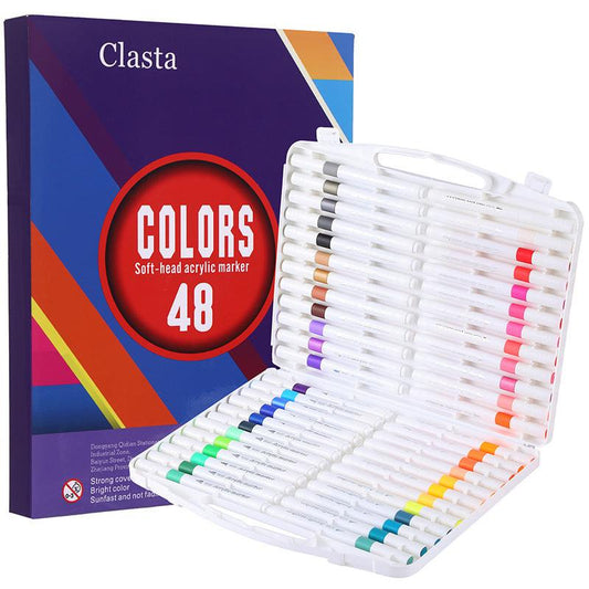 48 Color Acrylic Markers - Soft Brush Tip.