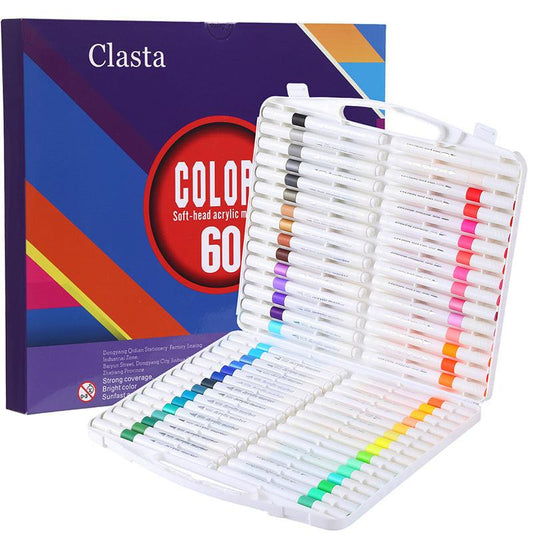 60 Color Acrylic Markers - Soft Brush Tip.