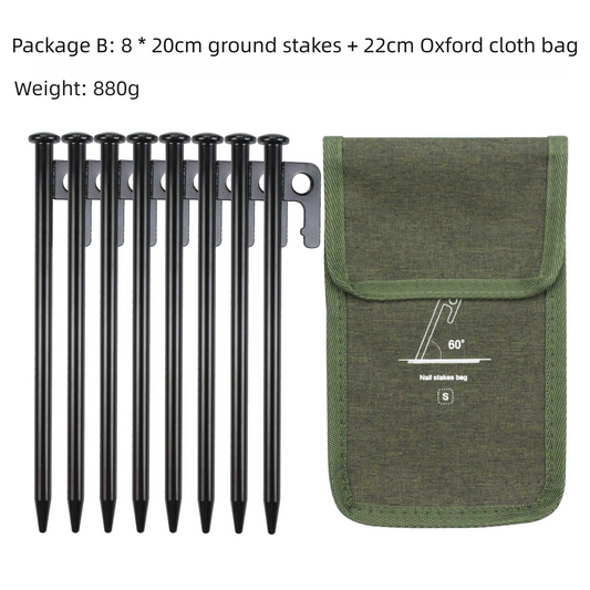 2pc Heavy-Duty 20cm Tent Stakes Kit (8 Pegs/pc) with Carry Bag.