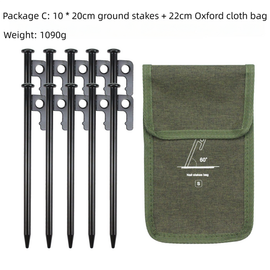 2pc Heavy-Duty 20cm Tent Stakes Kit (10 Pegs/pc) with Carry Bag.