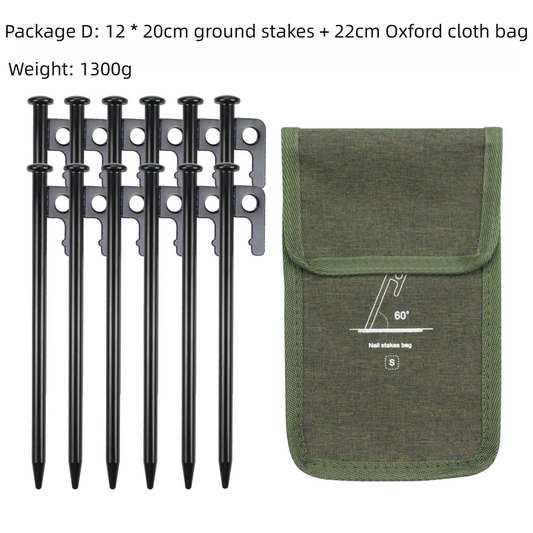 2pc Heavy-Duty 20cm Tent Stakes Kit (12 Pegs/pc) with Carry Bag.