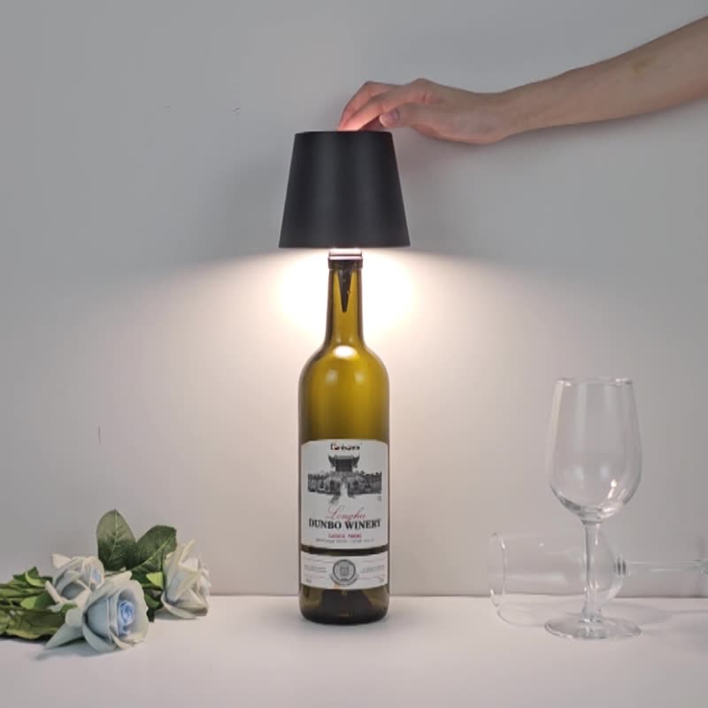 Cream-Coffee Cordless Tri-Color Wine Bottle LED Lamp