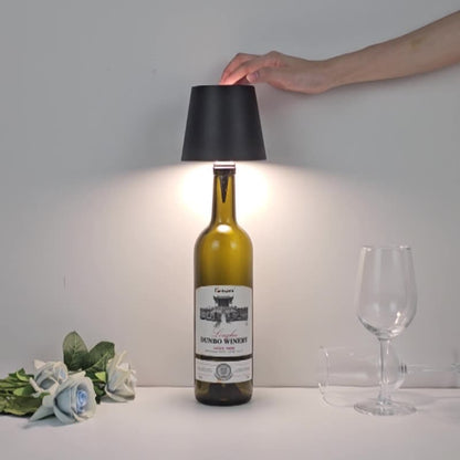 Cream-Coffee Cordless Tri-Color Wine Bottle LED Lamp