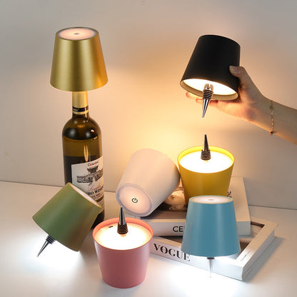 Cream-Coffee Cordless Tri-Color Wine Bottle LED Lamp