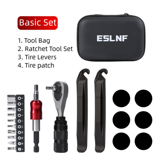 Compact Bicycle Ratchet Tool Kit With Tire Patch.