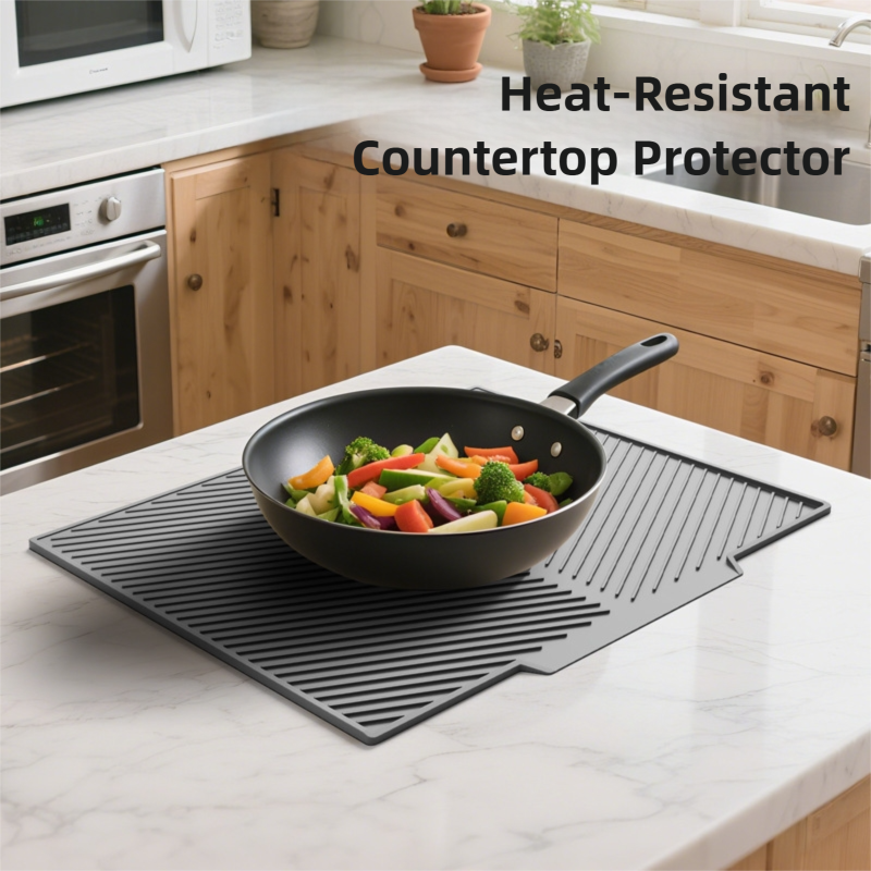 2PC White Multi-Use Drain Mat (51x43 cm) – Non-Slip Heat Protection for Dish Drying & Prep