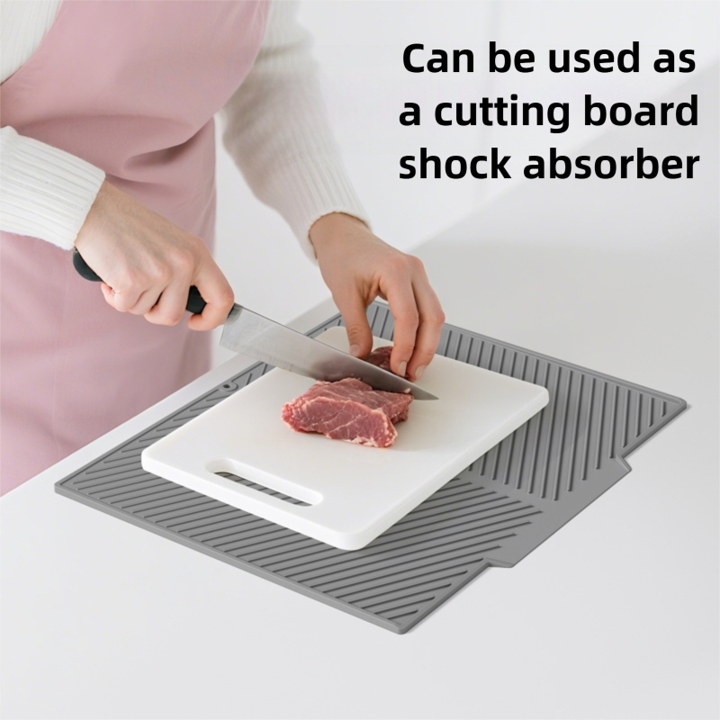 2PC White Multi-Use Drain Mat (51x43 cm) – Non-Slip Heat Protection for Dish Drying & Prep