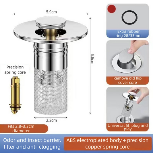 2-Pack Pop-Up Sink Stopper with Hair Catcher â Small (28-33mm) Drain Filter,Basin Drain Filter Upgrade.