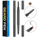 4-Pack Light Brown Beard Filler Pen for Men - Waterproof, Precision Tip and Brush for Covering Beard and Hairline