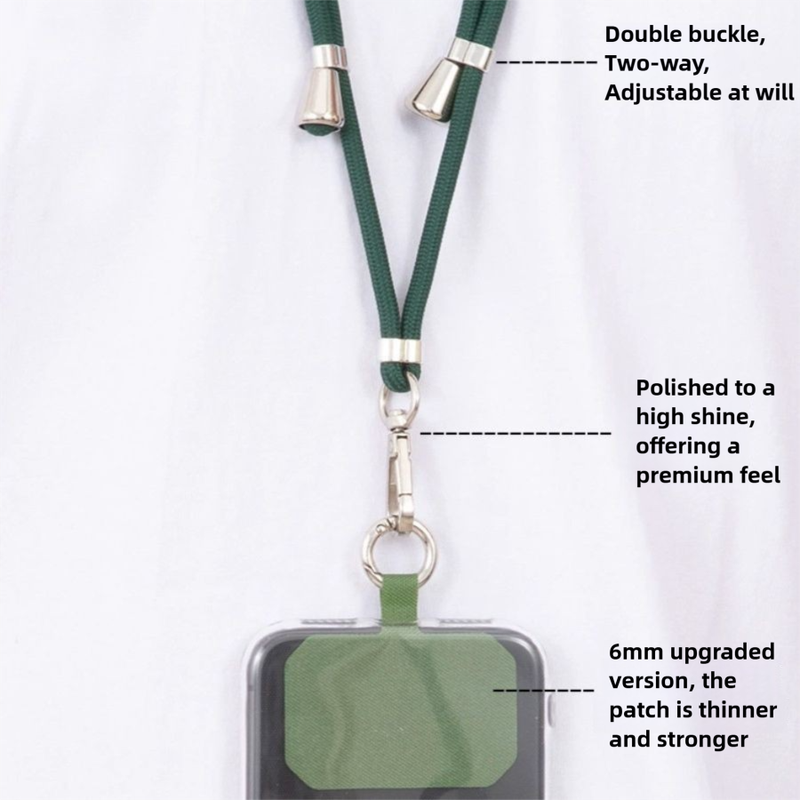 3-Pack Adjustable Green Crossbody Phone Lanyards – Dual Wear Modes, Two-Ways of Hanging,Ultra-Slim 0.6mm Patch