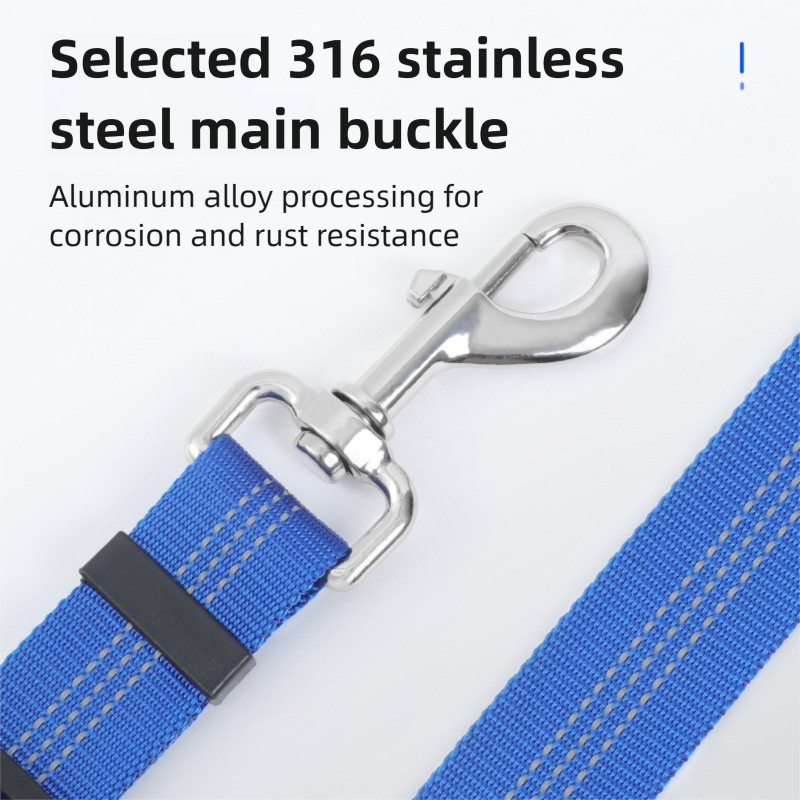 2PC Grey Adjustable Dog Car Safety Seat Belt Leash - Anti-Shock Bungee Headrest Restraint with Reflective Stitching & 316 Stainless Steel Clip