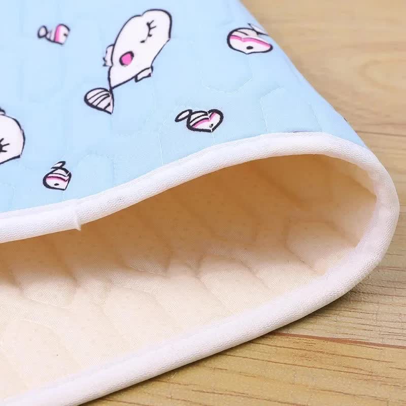 2-Pack Gray Rabbit Pet Summer Cooling Latex Pad (M Size: 50*40cm) - Breathable Ice Silk & Latex-Filled Dog Bed Cat Sleeping Mat with Non-Slip Base
