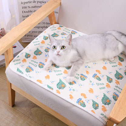 2-Pack Gray Rabbit Pet Summer Cooling Latex Pad (M Size: 50*40cm) - Breathable Ice Silk & Latex-Filled Dog Bed Cat Sleeping Mat with Non-Slip Base