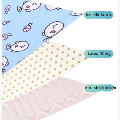 2-Pack Orange Cat Pet Summer Cooling Latex Pad (S Size: 40*30cm) - Breathable Ice Silk & Latex-Filled Dog Bed Cat Sleeping Mat with Non-Slip Base