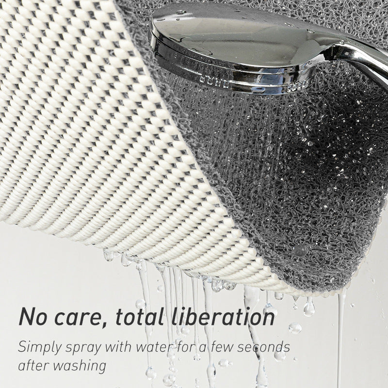 Grey Cat Head Design Loofah Texture Shower Mat (50x80cm) - Non-Slip PVC Bathroom Floor Mat with Drainage, Quick-Dry, Anti-Mould