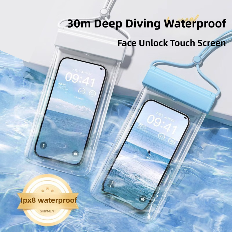 3-PCS Blue IPX8 Waterproof Phone Pouch(19Ã11 CM) - Universal Touch Screen & Underwater Photo Case for Swimming, Snorkeling, and Beach.