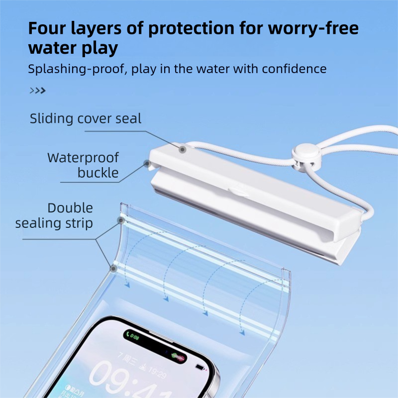 3-PCS Blue IPX8 Waterproof Phone Pouch(19Ã11 CM) - Universal Touch Screen & Underwater Photo Case for Swimming, Snorkeling, and Beach.