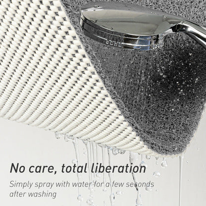 Grey Checkered Design Loofah Texture Shower Mat (50x80cm) - Non-Slip PVC Bathroom Floor Mat, Quick-Draining, Anti-Mould & Massage Pad