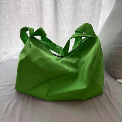 Green Large-Capacity Nylon Sports Fitness Bag(42x27x23cm) - Multi-functional Yoga Training & Travel Duffel, Waterproof Solid Color