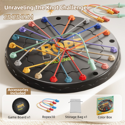 Rope Tangle Challenge Game (23x23CM) - Logic & Focus Educational Toy, Critical Thinking Puzzle for Kids & Family Interactive Fun.
