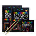 3-Pack DIY Rainbow Scratch Art Books Set - Neon Black Scratch Paper for Kids, Multi-Size (S, M, L) Creative Drawing & Fun.