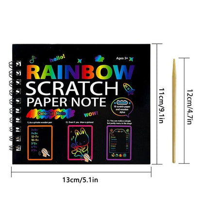 3-Pack DIY Rainbow Scratch Art Books Set - Neon Black Scratch Paper for Kids, Multi-Size (S, M, L) Creative Drawing & Fun.