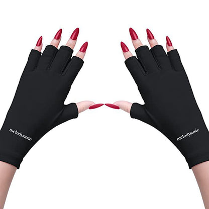 5-Pair Blue UV Protection Fingerless Gloves for Nail Art Curing and Cycling Sun Protection - Made of Nylon/Spandex, Manicure Hand Care