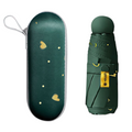 2-Pack Green Ultra-Compact 5-Fold Waterproof All-Weather Umbrella for Women - Heart Pattern, Black Glue UV Protection, 8-Rib Frame,  Portable Capsule Parasol