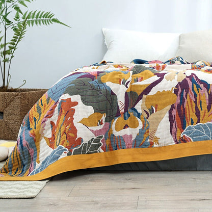 Pure Cotton Multi-Layer Gauze Blanket(Classic B, 230 cm x 200 cm) - Lightweight, Ultra-Breathable, and Moisture-Wicking Summer Quilt for Hot Sleepers