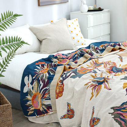 Pure Cotton Multi-Layer Gauze Blanket(Classic B, 230 cm x 200 cm) - Lightweight, Ultra-Breathable, and Moisture-Wicking Summer Quilt for Hot Sleepers